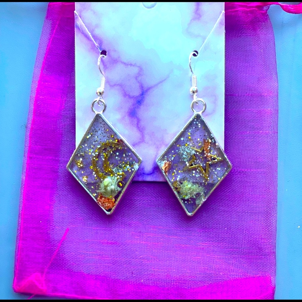 Handmade Celestial Resin Earrings